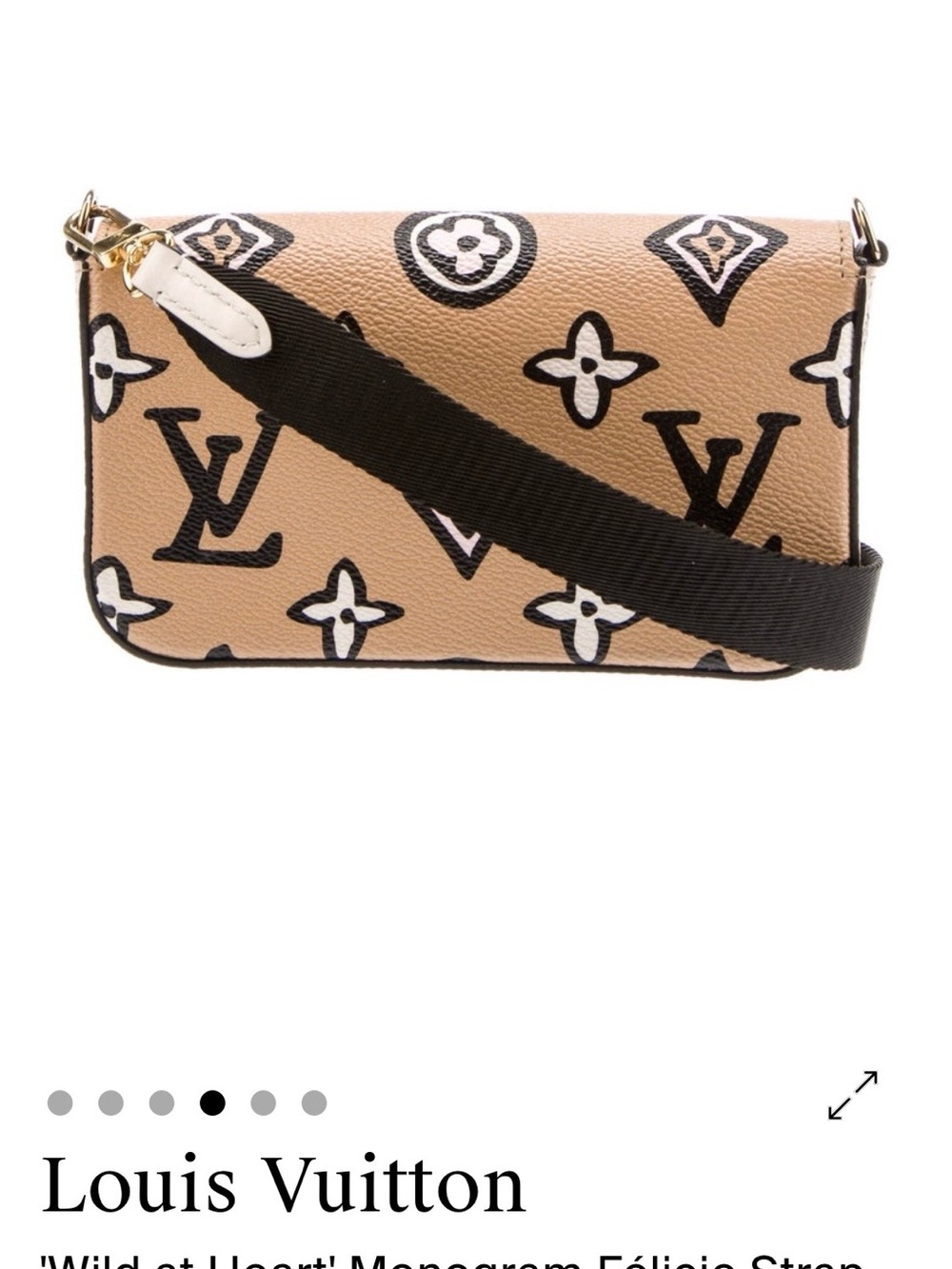 Louis Vuitton Beige Monogram Crossbody with Black Strap - Picture 4 of 7